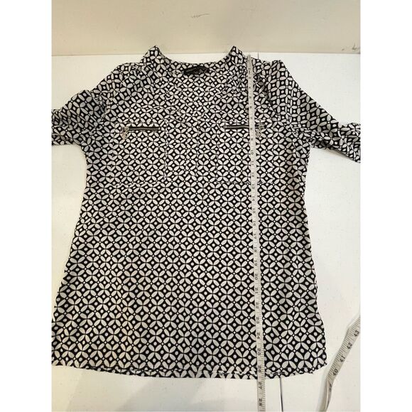 Adrienne Vittadini women’s 3/4 sleeve blouse small navy and white - Picture 4 of 7